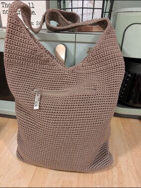 The Sak Brown Crochet Hobo Shoulder NEW
